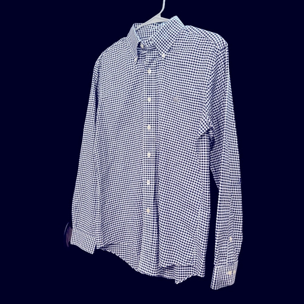 MENS MEDIUM BROOKS BROTHERS FRIDAY POPLIN BUTTON DOWN BLUE GINGHAM PERFECT